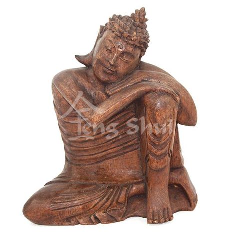 Buddha rozjímajúci, drevo 20x18 cm