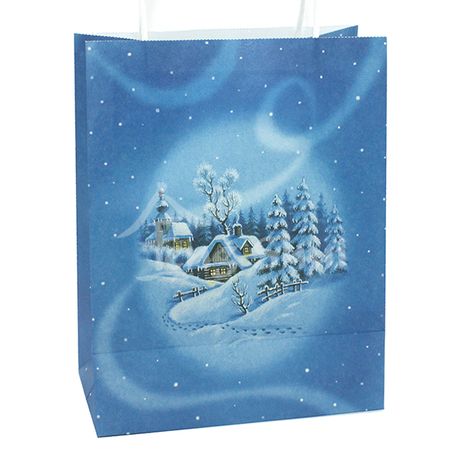 Darčeková taška modré Vianoce 23x18 cm