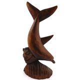 Delfín symbol harmónie 30 cm, drevo