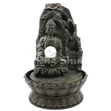 Fontána Buddha s guľou na lotose 40 cm