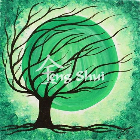 Obraz Strom života 2, 15x15 cm, zelený
