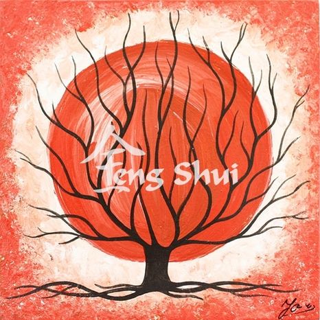 Obraz Strom života 1, 15x15 cm, červený