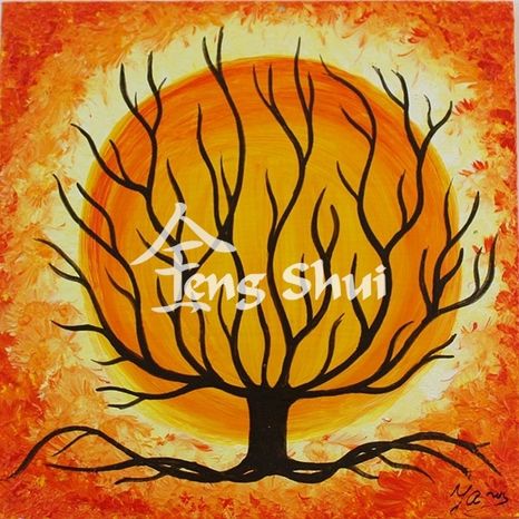 Obraz Strom života 1, 15x15 cm, oranžový