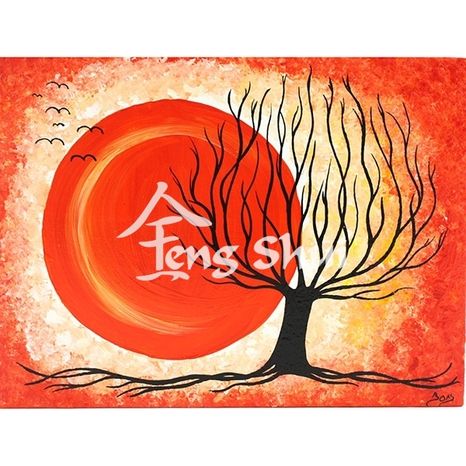 Obraz Strom života 4, 21x16 cm, oranžový