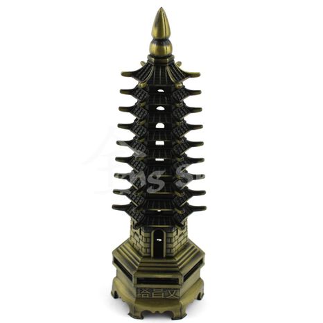 Pagoda šťastia, čierno-zlatá 18 cm