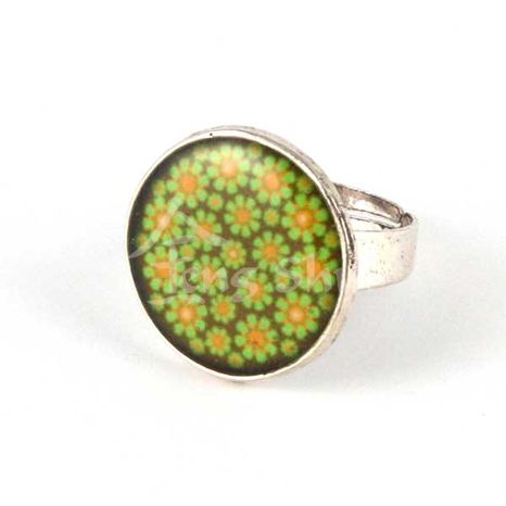Prsteň Kvety zelené, kruh 2 cm