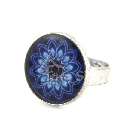 Prsteň Mandala Kvet Modrý, kruh 2 cm