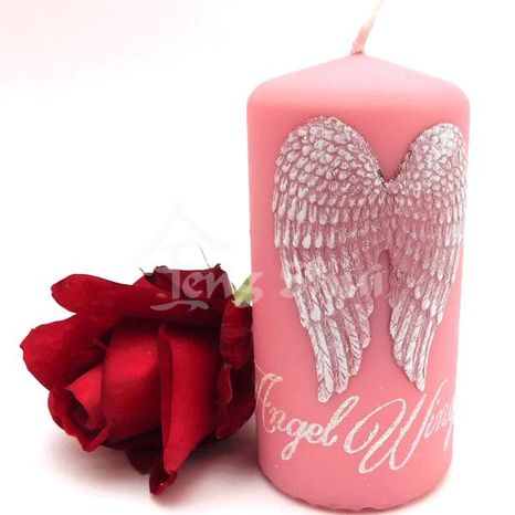 Ochranná sviečka Anjelské krídla, ružová